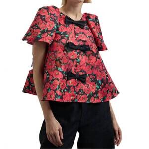 NEW KIKA VARGAS georgia top in red poppy